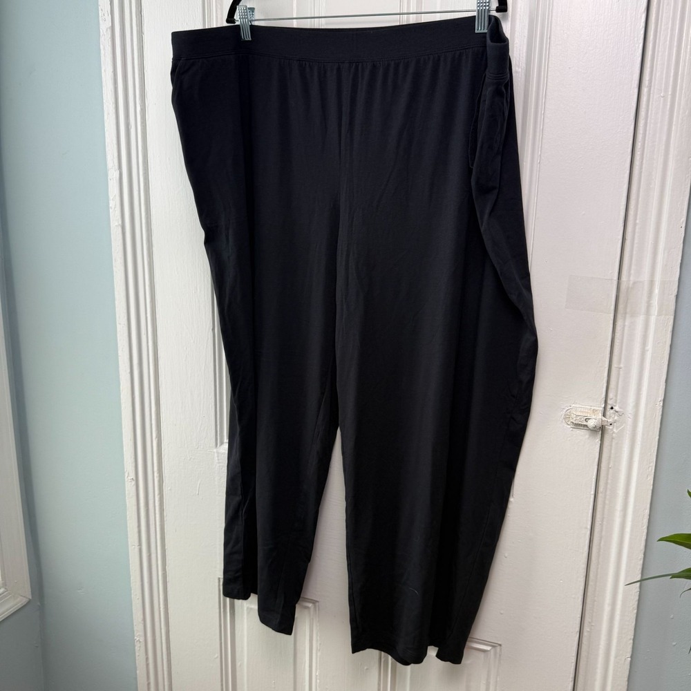 Denim & Co Beach Jersey Wide Leg Pants Womens 3X Petite Black New Without Tags